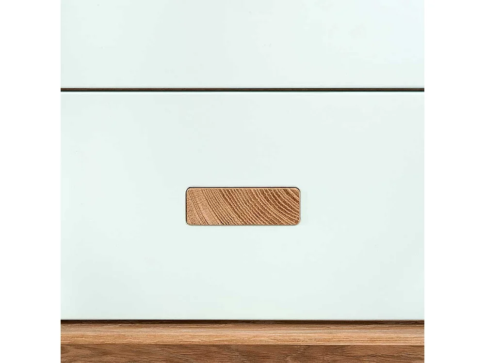 Sideboard mit drei Schubladen Weiß und Eiche Massivholz
