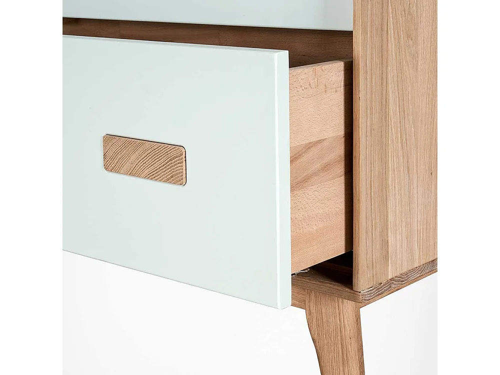 Sideboard mit drei Schubladen Weiß und Eiche Massivholz