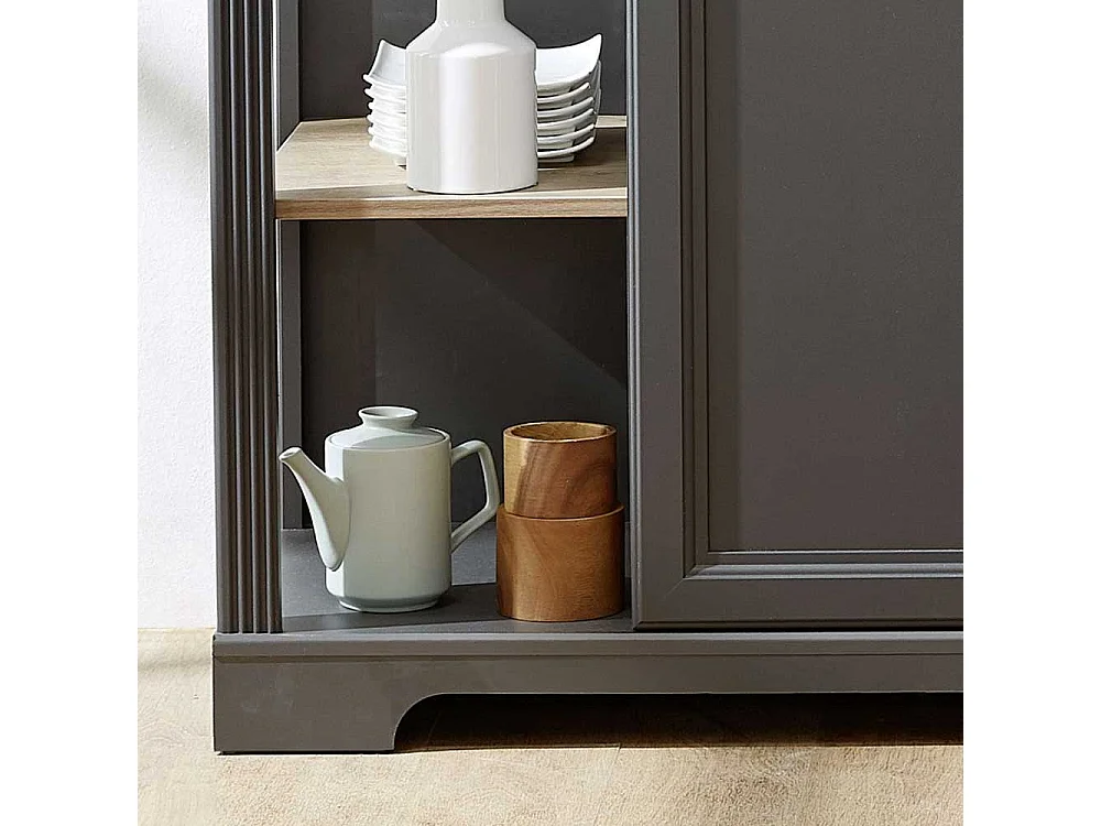 Landhaussideboard in Dunkelgrau und Eichefarben