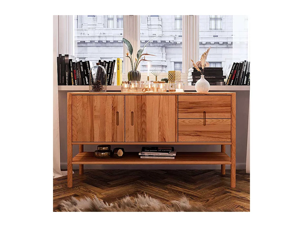 Sideboard Wildbuche massiv mit zwei Schubladen Dreht�ren