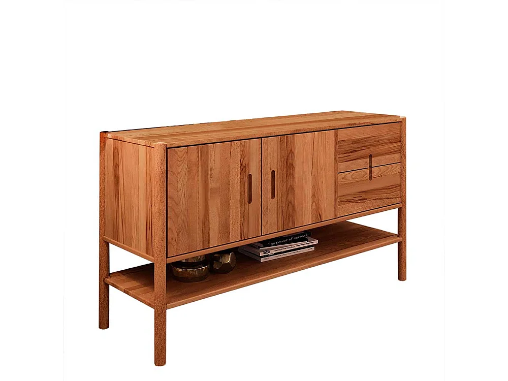 Sideboard Wildbuche massiv mit zwei Schubladen Drehtüren