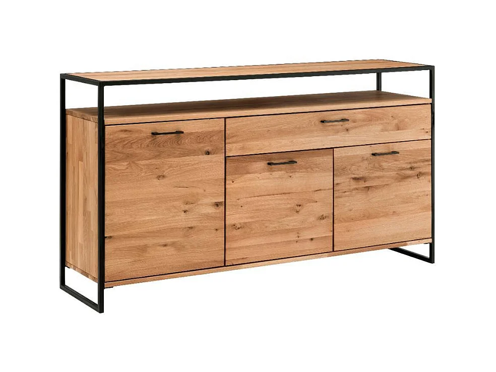 Sideboard Massivholzkommode in Schwarz und Wildeichefarben