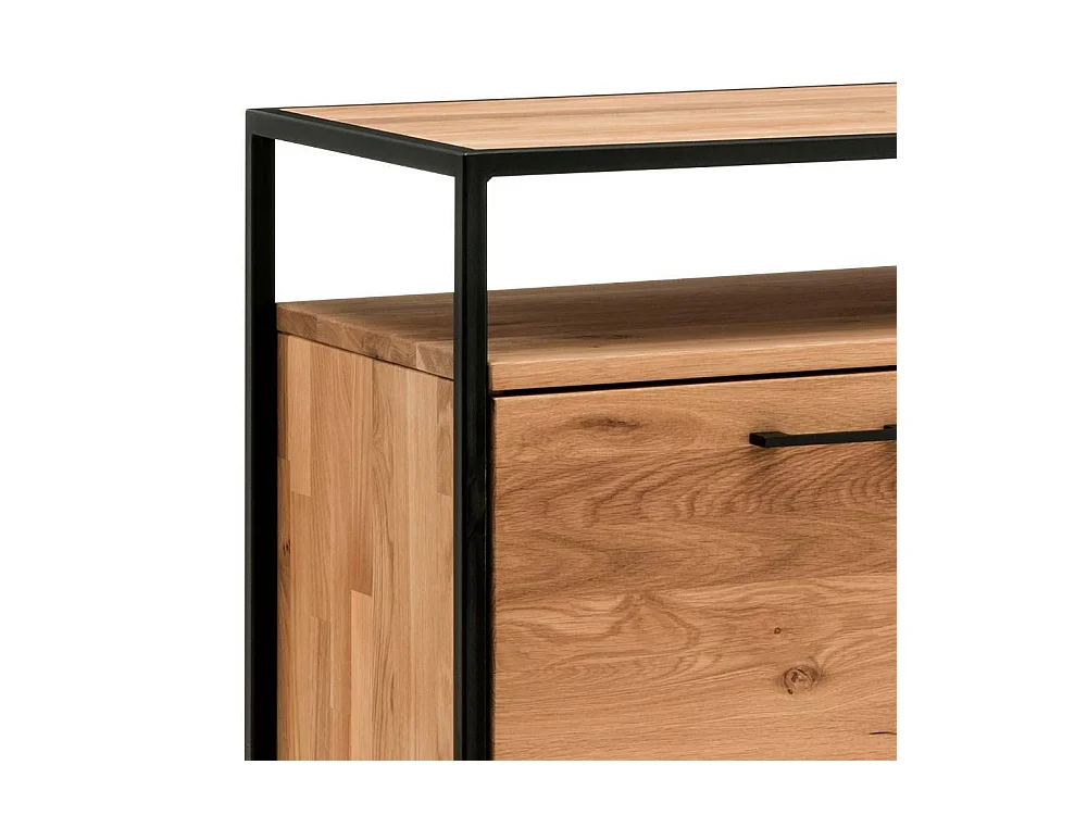Sideboard Massivholzkommode in Schwarz und Wildeichefarben