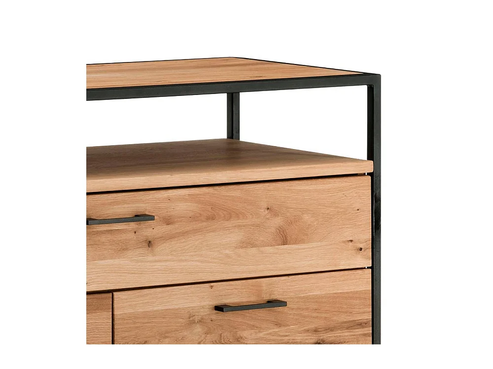 Sideboard Massivholzkommode in Schwarz und Wildeichefarben