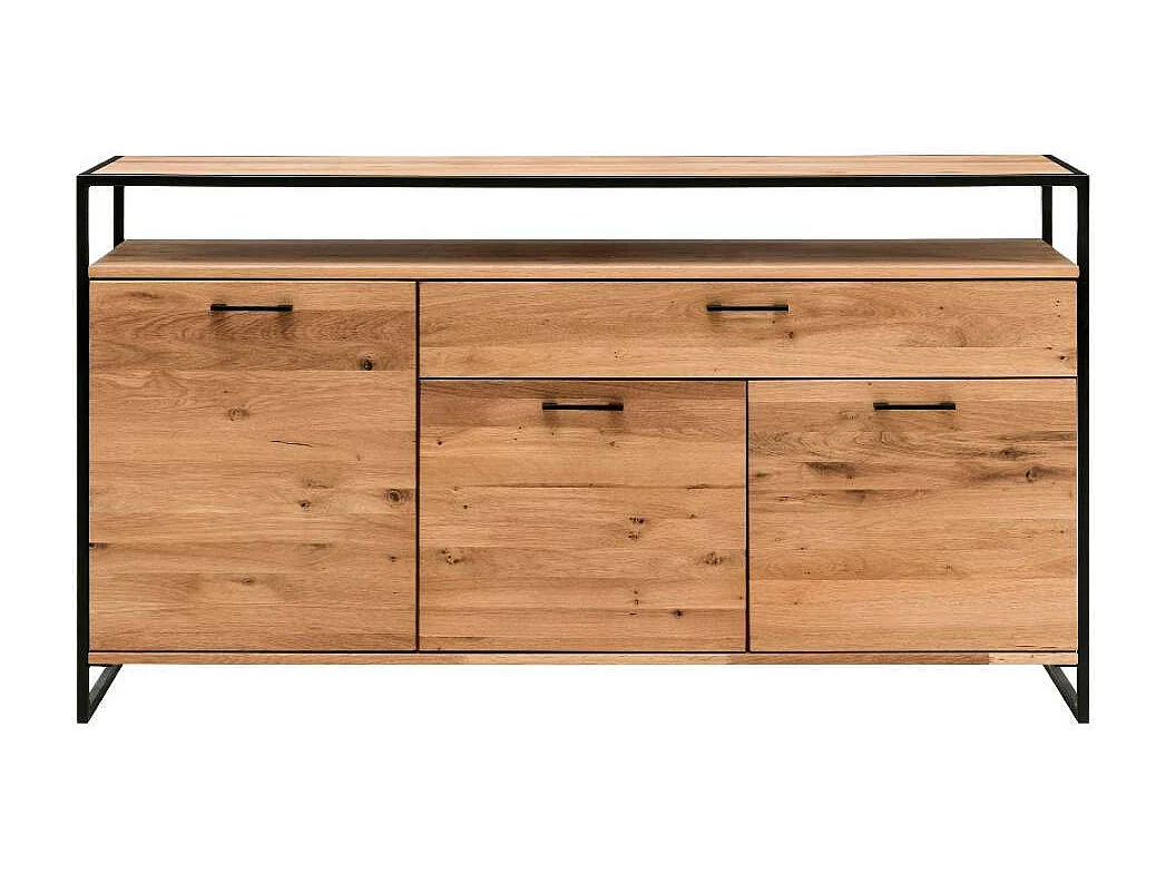 Sideboard Massivholzkommode in Schwarz und Wildeichefarben