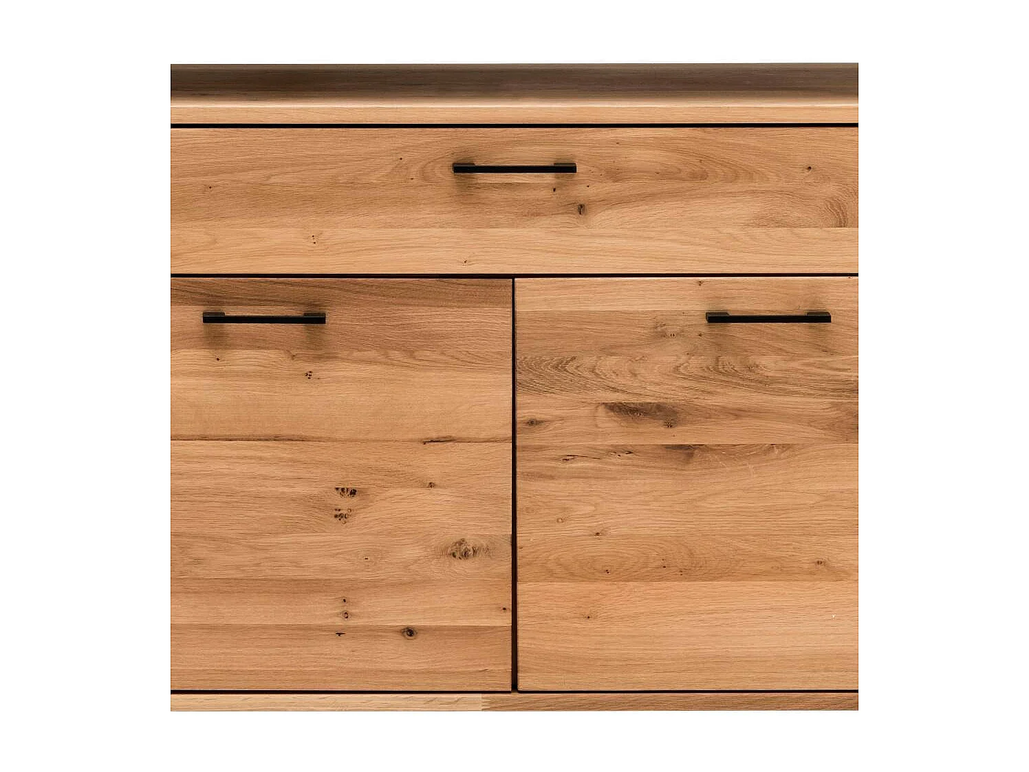 Sideboard Massivholzkommode in Schwarz und Wildeichefarben