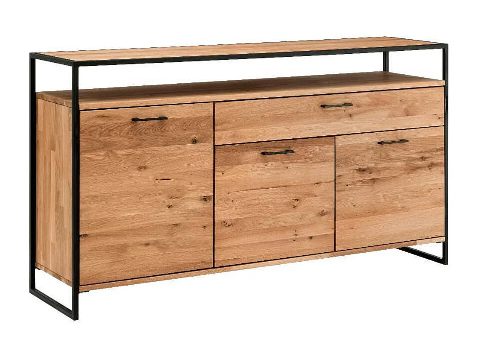 Sideboard Massivholzkommode in Schwarz und Wildeichefarben