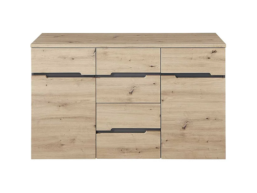 Esszimmersideboard 135 cm breit in Wildeichefarben Dunkelgrau