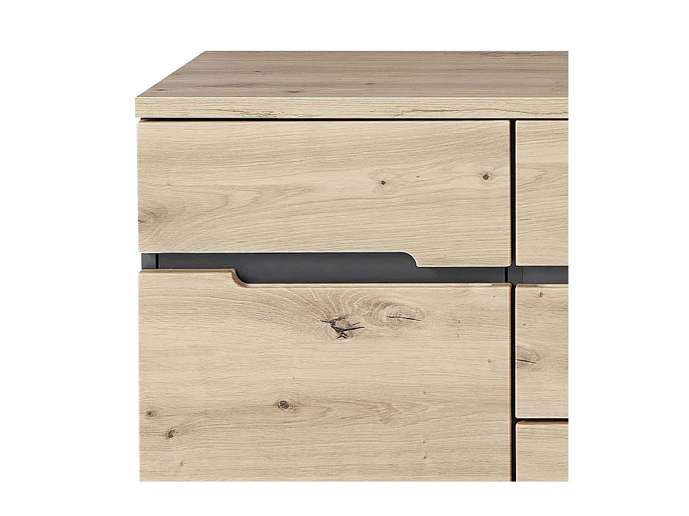 Esszimmersideboard 135 cm breit in Wildeichefarben Dunkelgrau