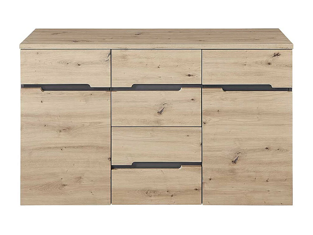 Esszimmersideboard 135 cm breit in Wildeichefarben Dunkelgrau