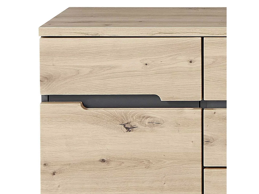Esszimmersideboard 135 cm breit in Wildeichefarben Dunkelgrau