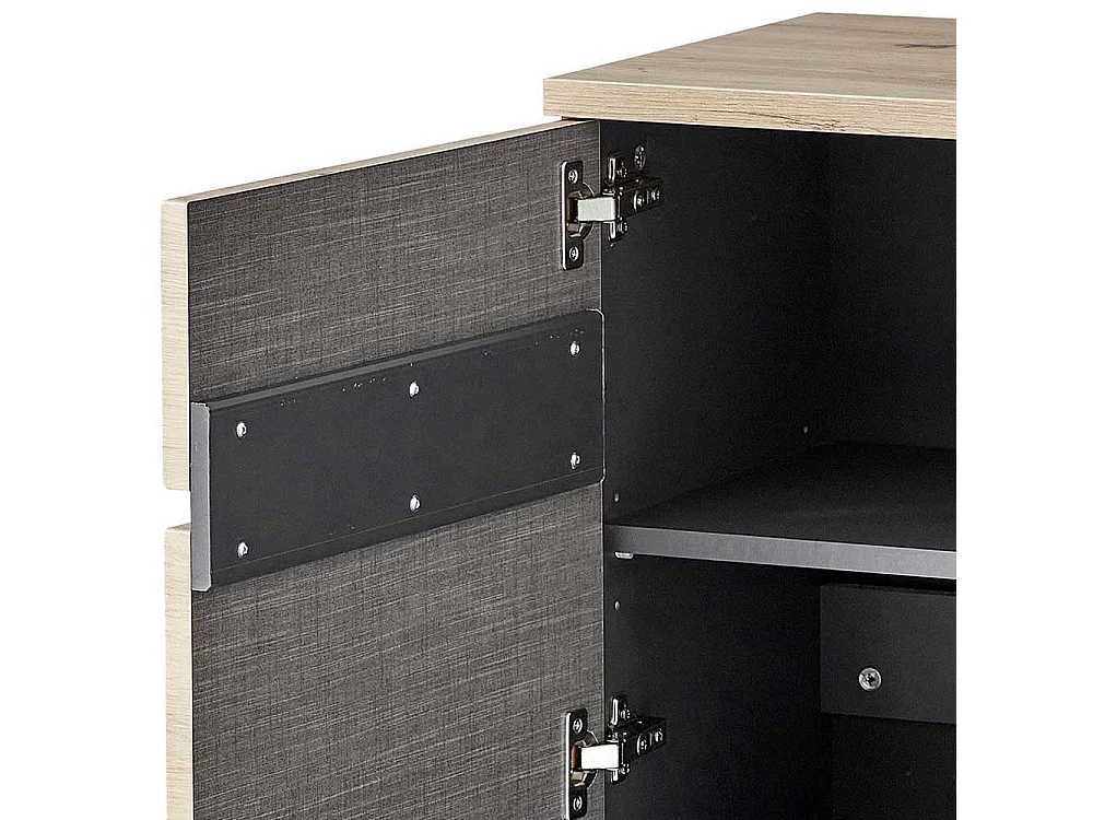 Esszimmersideboard 135 cm breit in Wildeichefarben Dunkelgrau