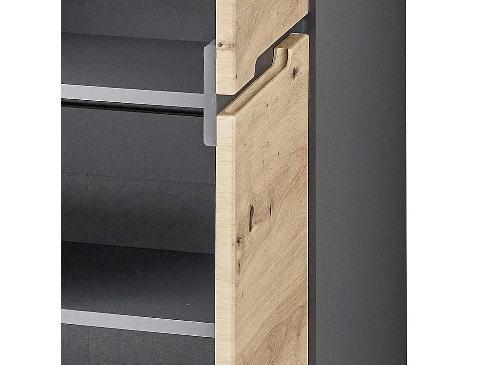 Esszimmersideboard 135 cm breit in Wildeichefarben Dunkelgrau