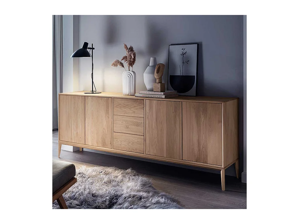 Sidebord Wildeiche Bianco geölt aus Massivholz drei Schubladen