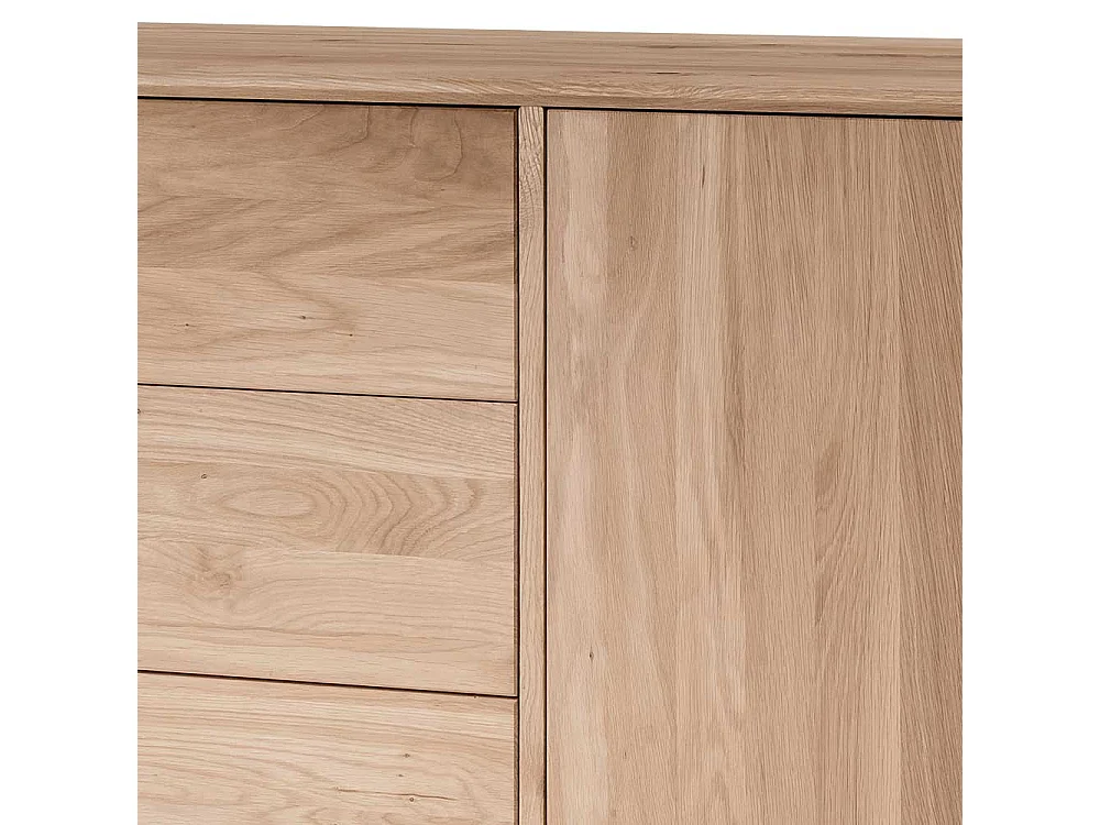 Sidebord Wildeiche Bianco geölt aus Massivholz drei Schubladen