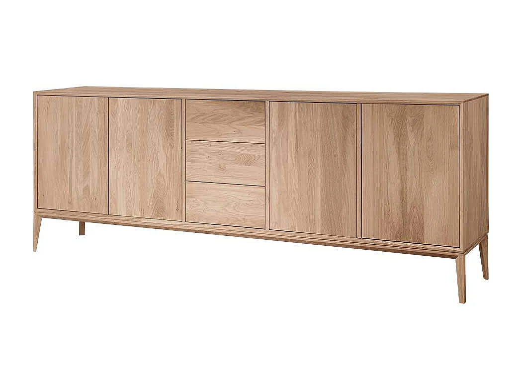 Sidebord Wildeiche Bianco geölt aus Massivholz drei Schubladen