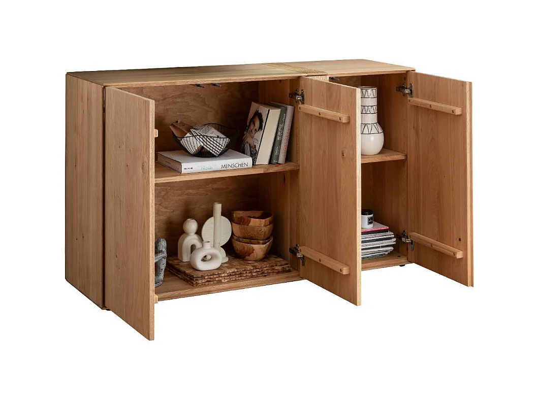 Sideboard Wohnzimmerkommode 3 türig aus Wildeiche Massivholz
