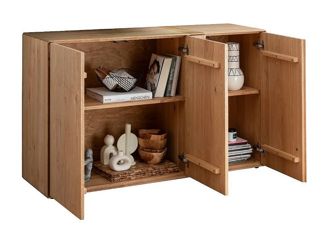Sideboard Wohnzimmerkommode 3 türig aus Wildeiche Massivholz