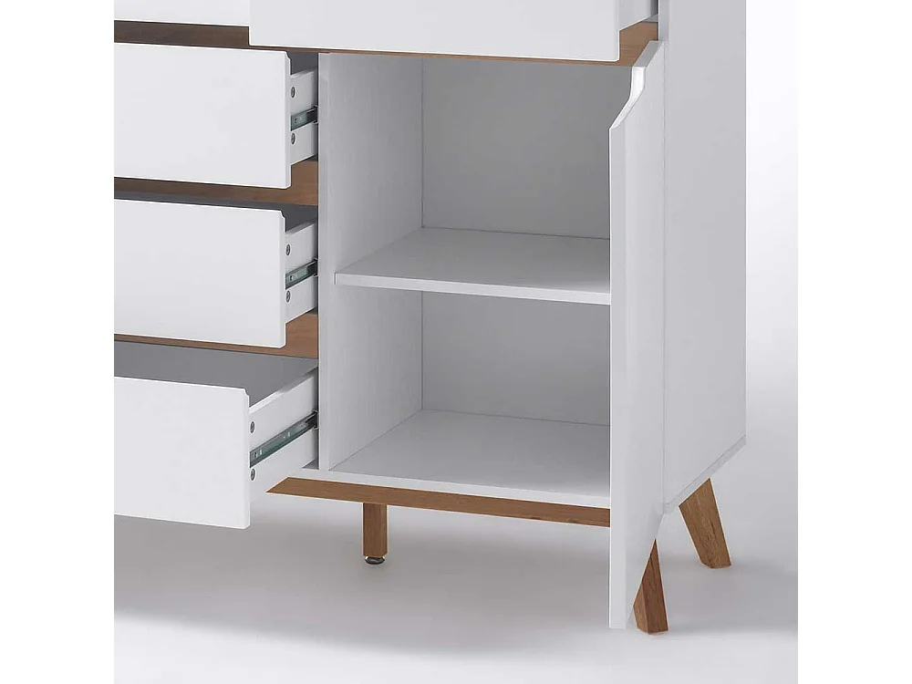 Design Sideboard in Weiß Asteiche Massivholz