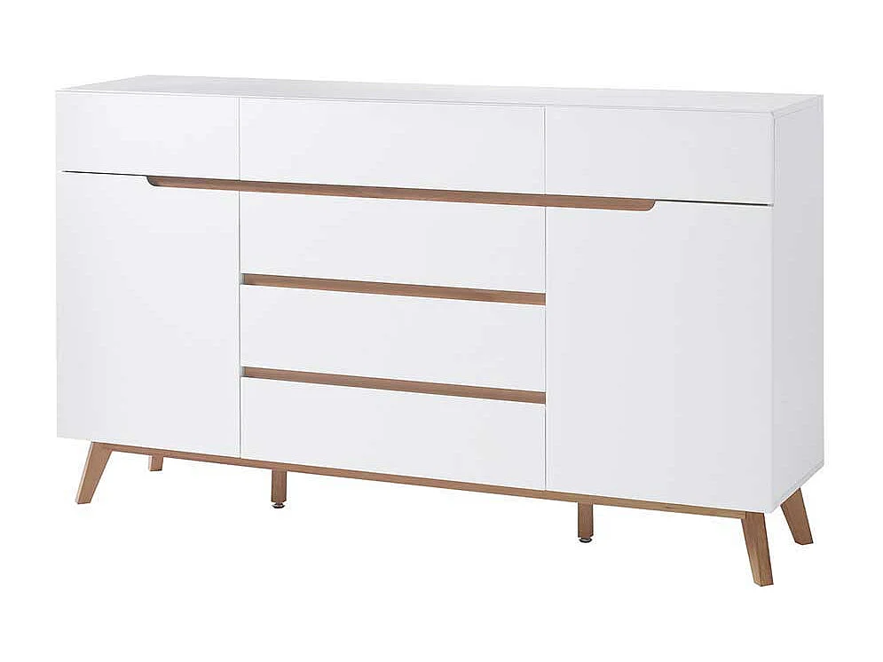 Design Sideboard in Weiß Asteiche Massivholz