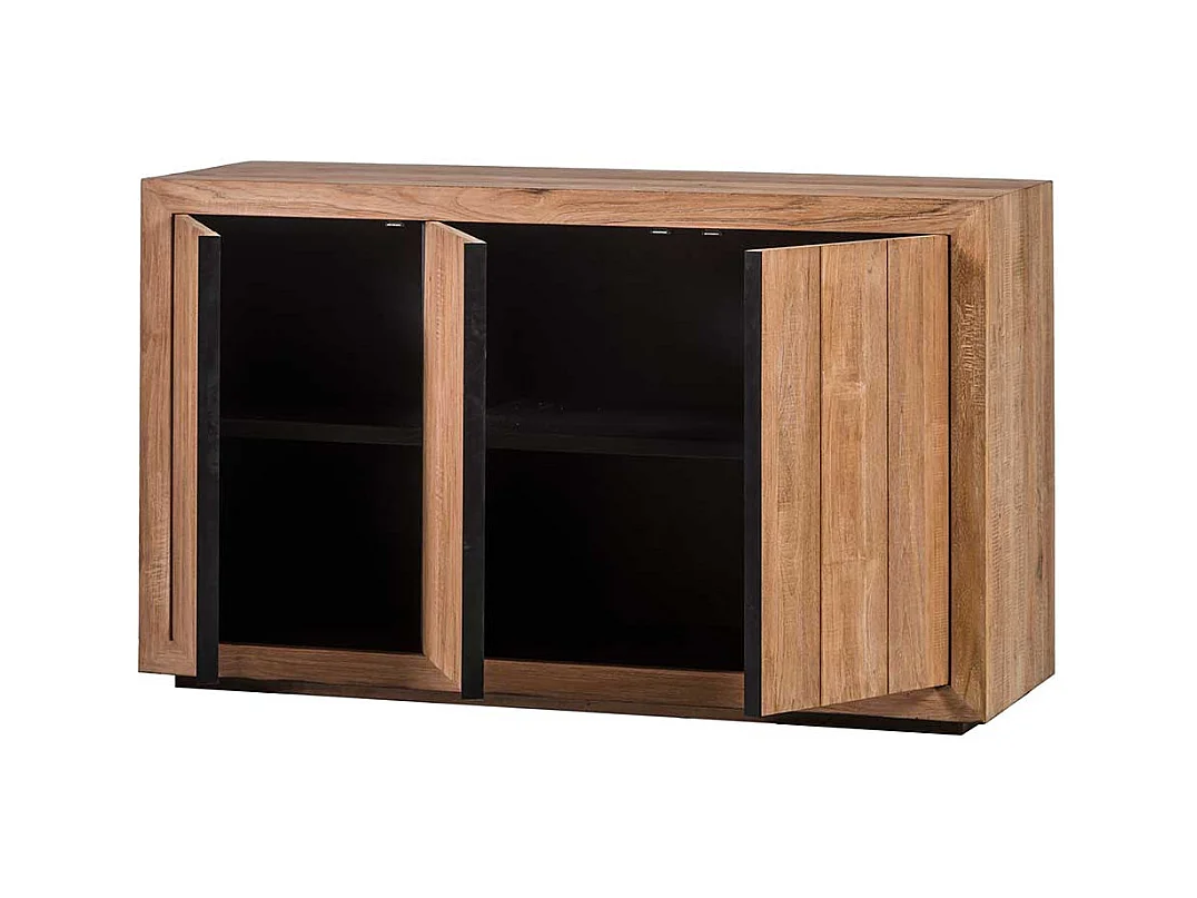 Sideboard aus teilmassivem Teakholz 90 cm hoch