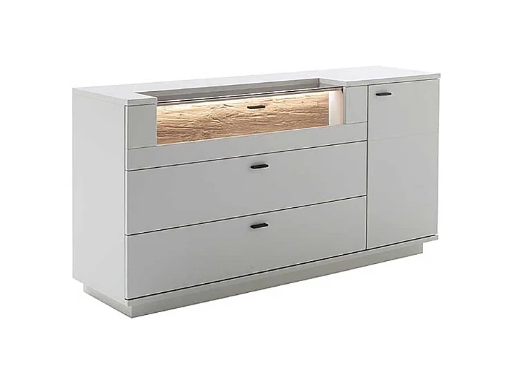 Sidebord mit Glasklappe und zwei Schubladen 165 cm breit
