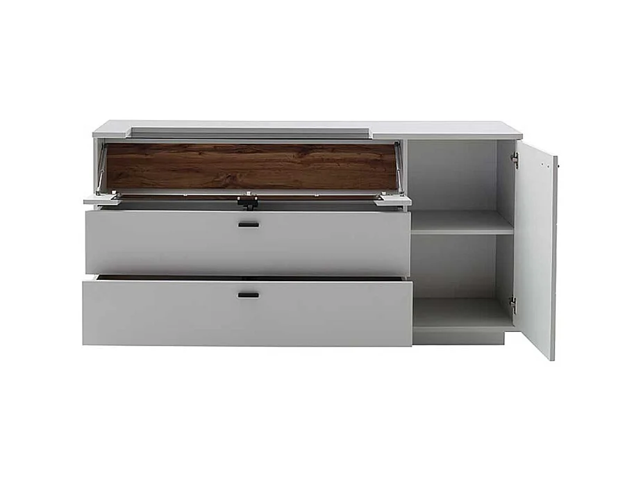 Sidebord mit Glasklappe und zwei Schubladen 165 cm breit