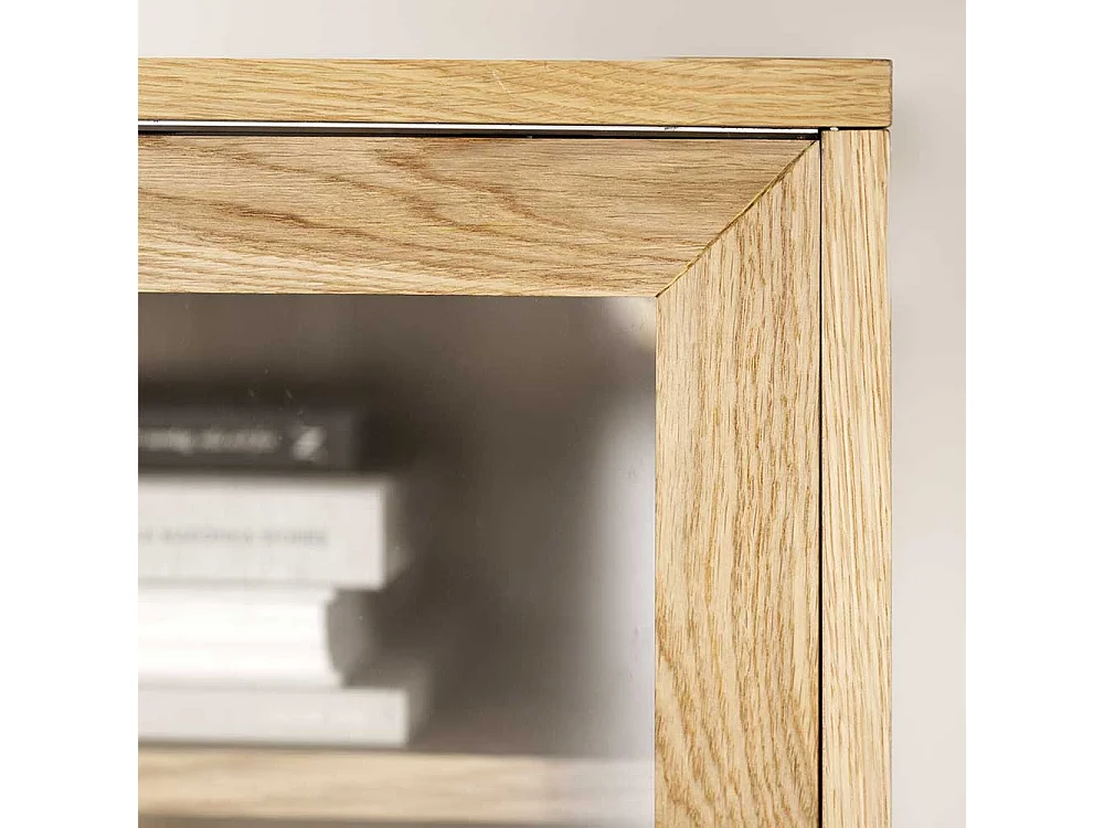 Modernes Vitrinen Sideboard in Eichefarben drei Glastüren