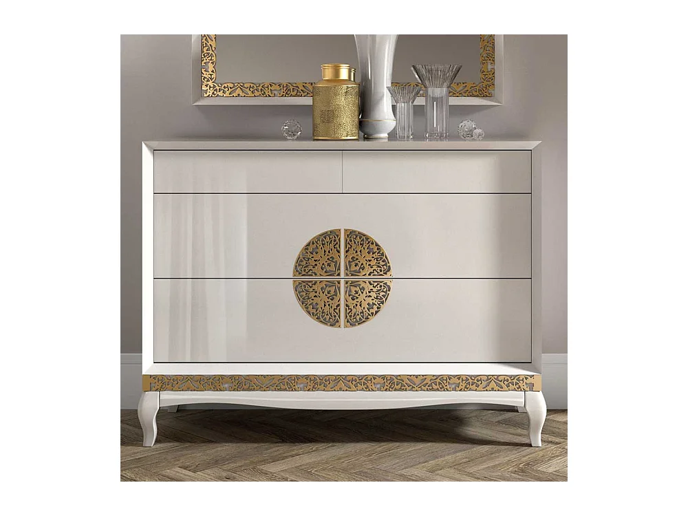 Italienisches Design Sideboard in Weiß Blattgold verziert