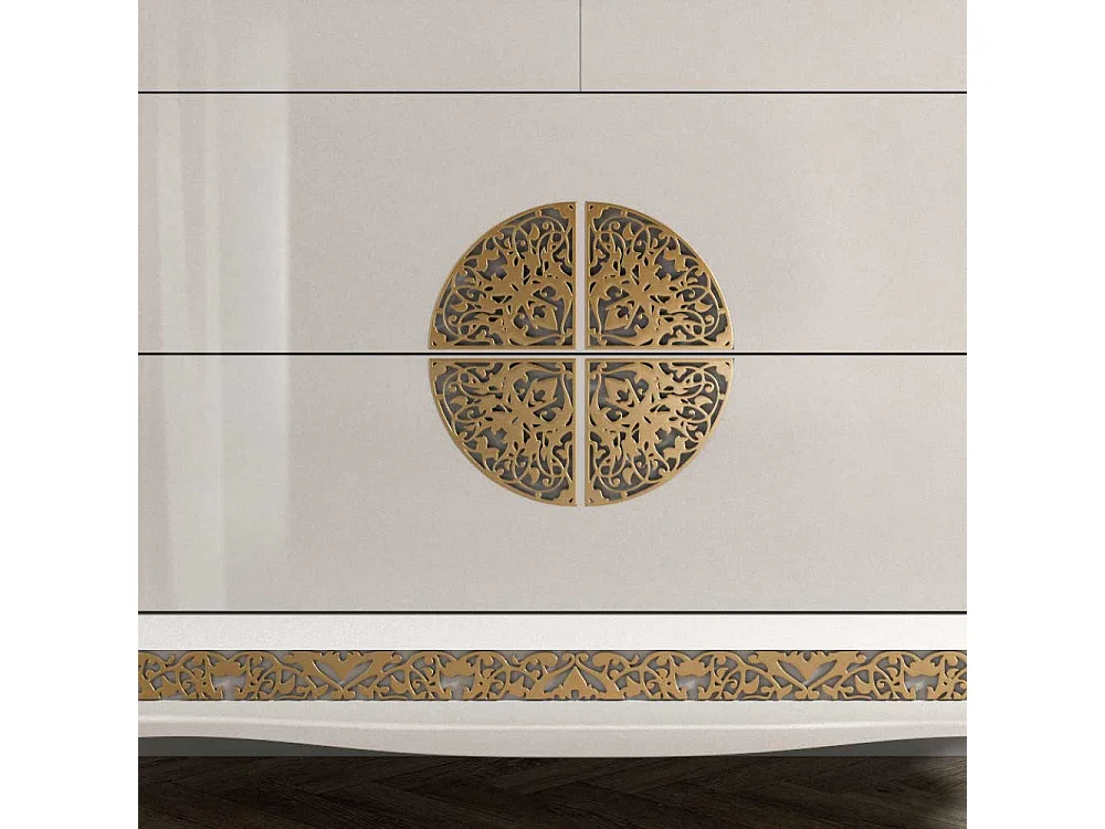 Italienisches Design Sideboard in Weiß Blattgold verziert