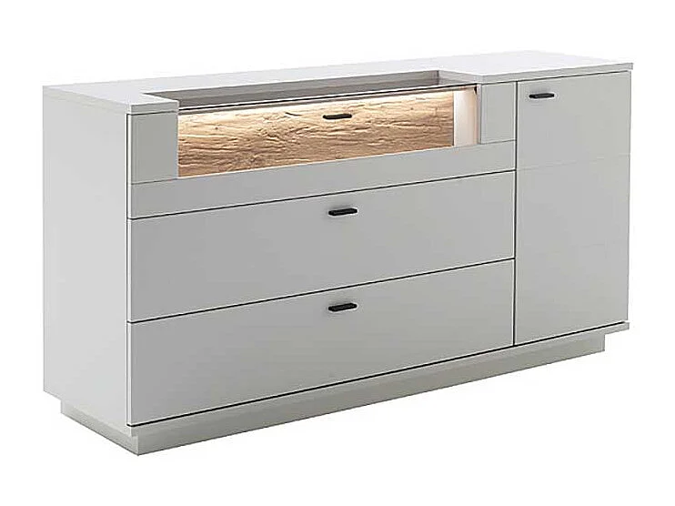 Sidebord mit Glasklappe und zwei Schubladen 165 cm breit