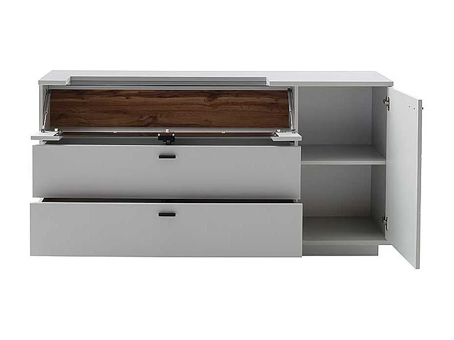 Sidebord mit Glasklappe und zwei Schubladen 165 cm breit