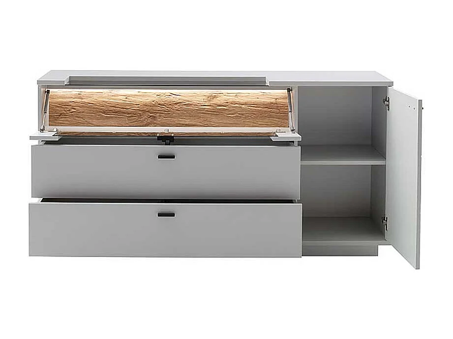 Sidebord mit Glasklappe und zwei Schubladen 165 cm breit