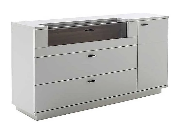 Sidebord mit Glasklappe und zwei Schubladen 165 cm breit