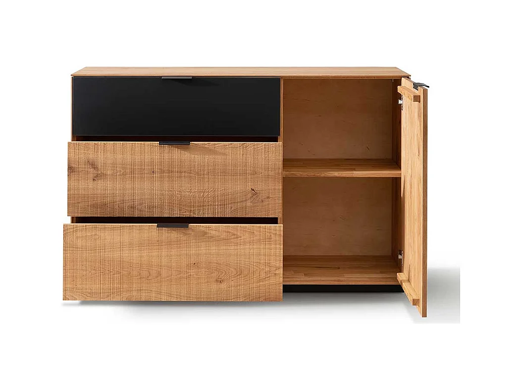 Wildeiche massiv Sideboard in modernem Design drei Schubladen