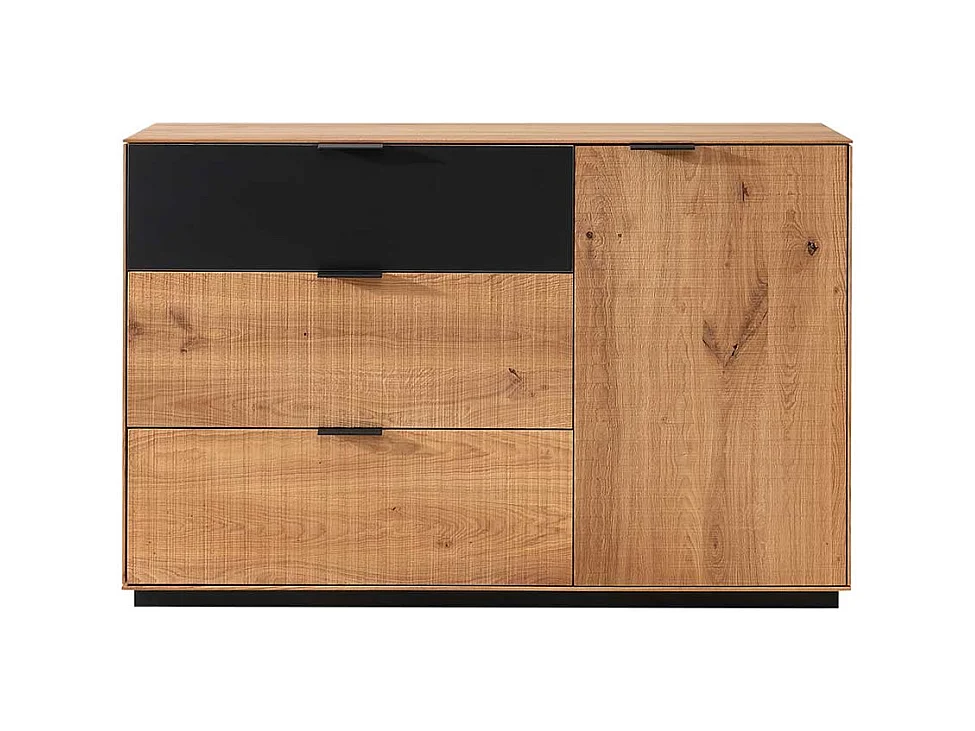 Wildeiche massiv Sideboard in modernem Design drei Schubladen