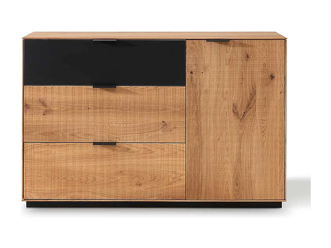 Wildeiche massiv Sideboard in modernem Design drei Schubladen