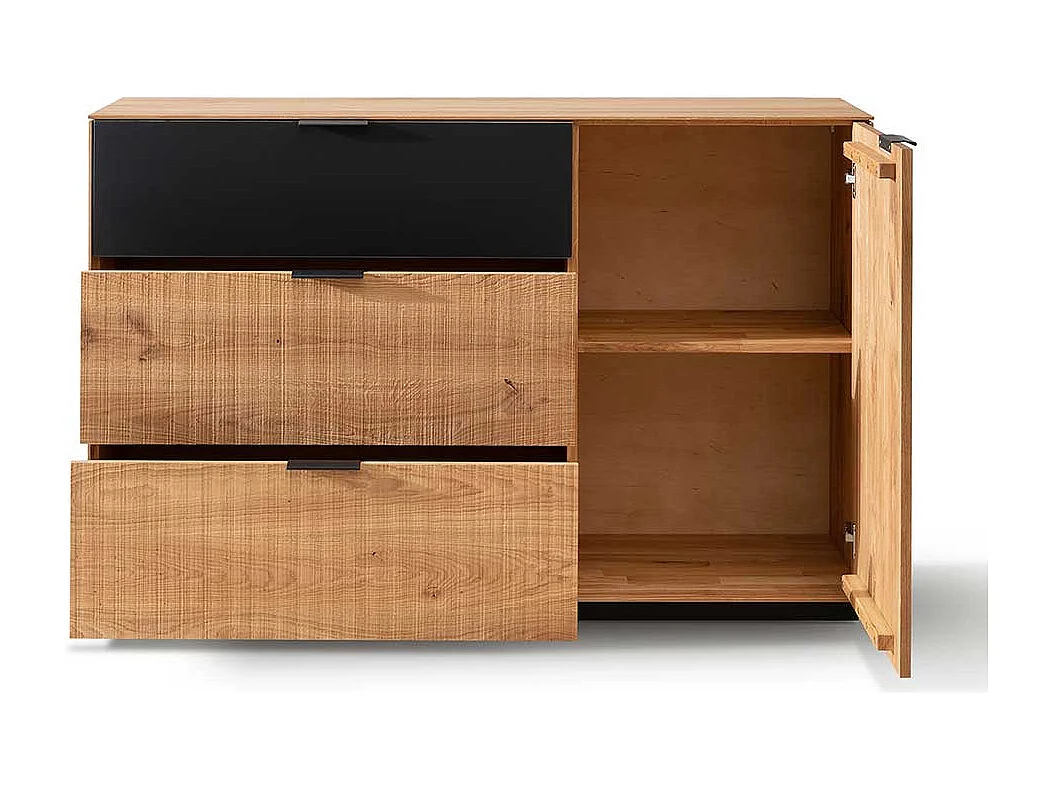 Wildeiche massiv Sideboard in modernem Design drei Schubladen