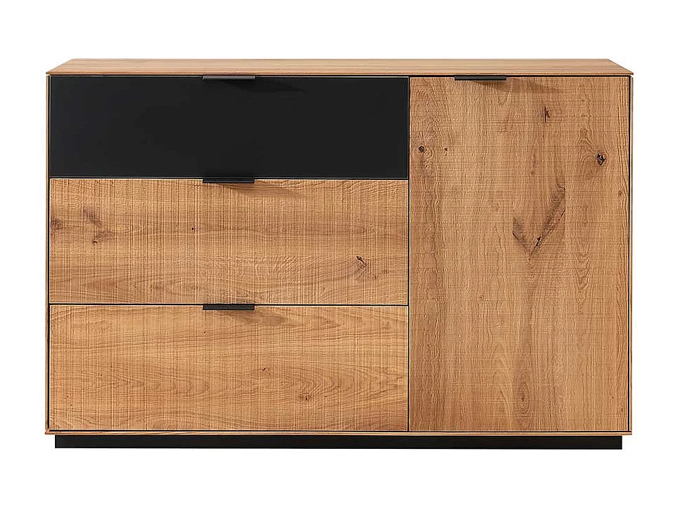 Wildeiche massiv Sideboard in modernem Design drei Schubladen