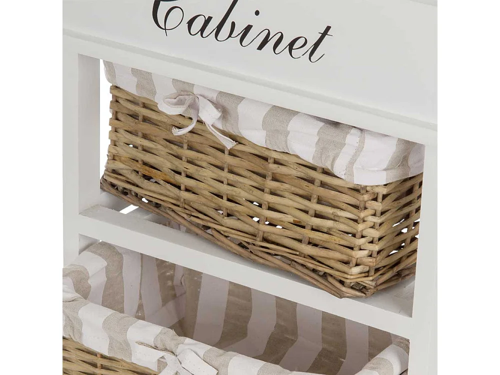 Hochkommode mit 4 Körben Weiß