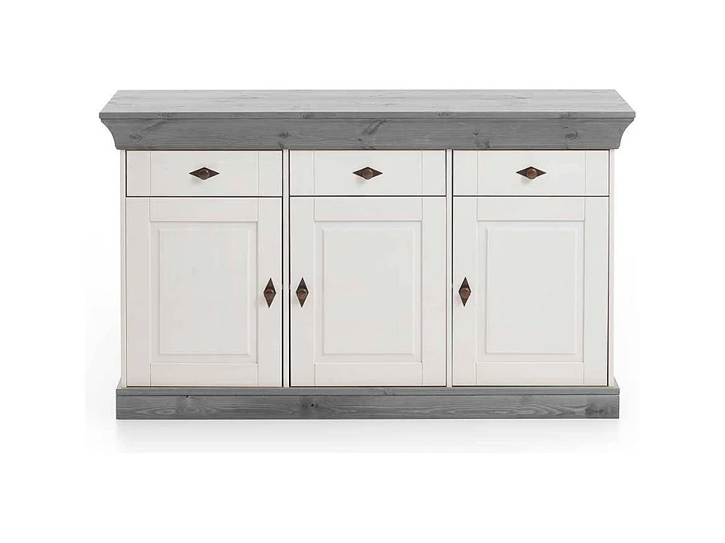 Kiefer Sideboard in Weiß Grau Landhaus