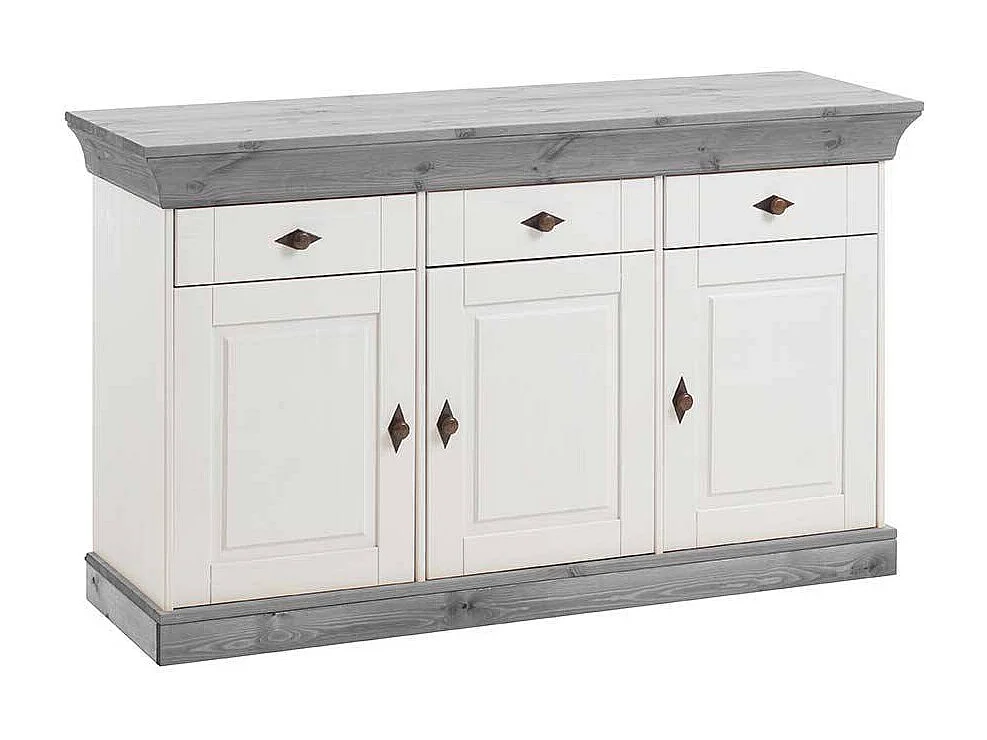 Kiefer Sideboard in Weiß Grau Landhaus