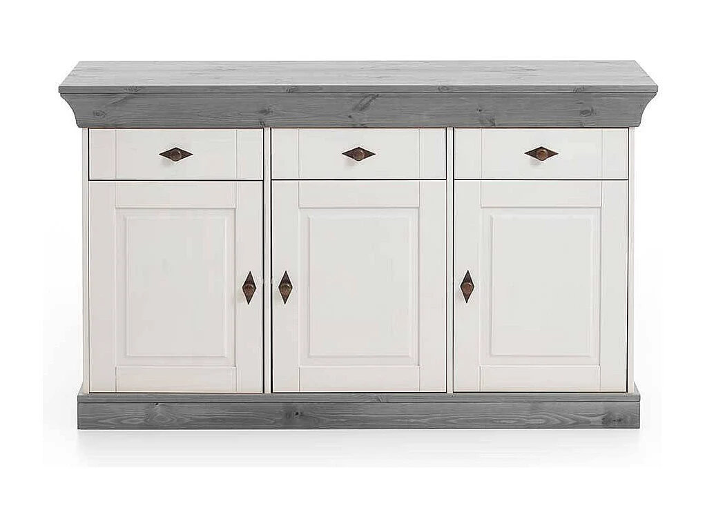 Kiefer Sideboard in Weiß Grau Landhaus