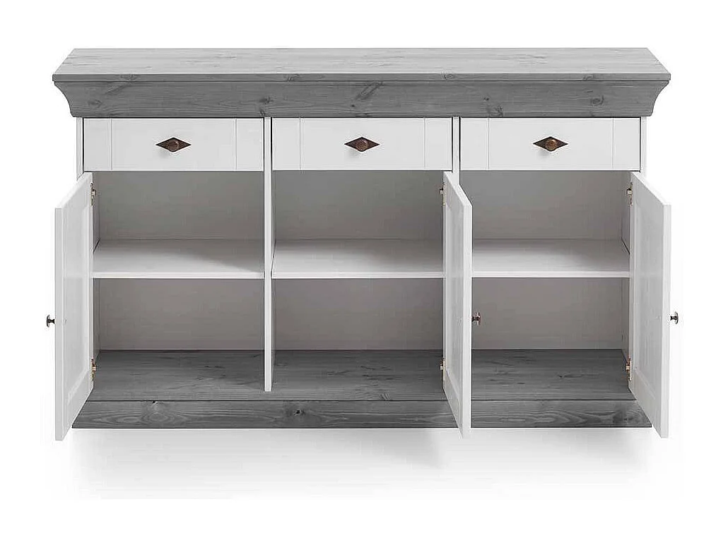Kiefer Sideboard in Weiß Grau Landhaus
