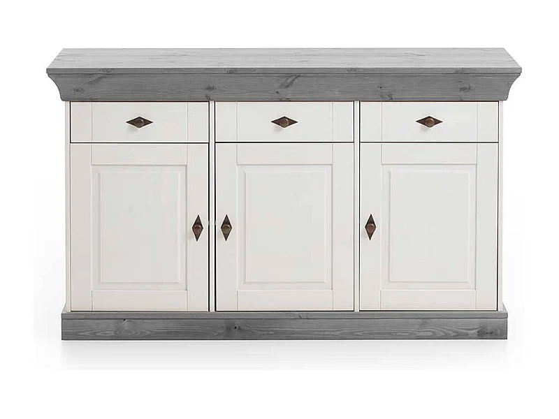 Kiefer Sideboard in Weiß Grau Landhaus