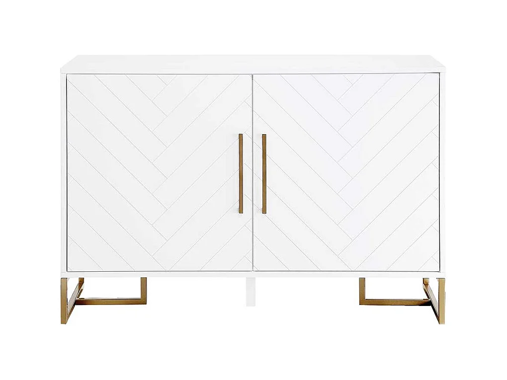 Sideboard weiss modern mit Bügelgestell aus Metall Goldfarben