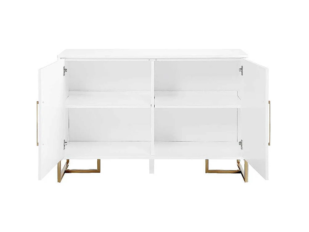 Sideboard weiss modern mit Bügelgestell aus Metall Goldfarben