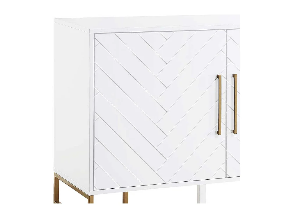 Sideboard weiss modern mit Bügelgestell aus Metall Goldfarben