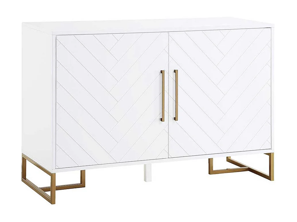 Sideboard weiss modern mit Bügelgestell aus Metall Goldfarben