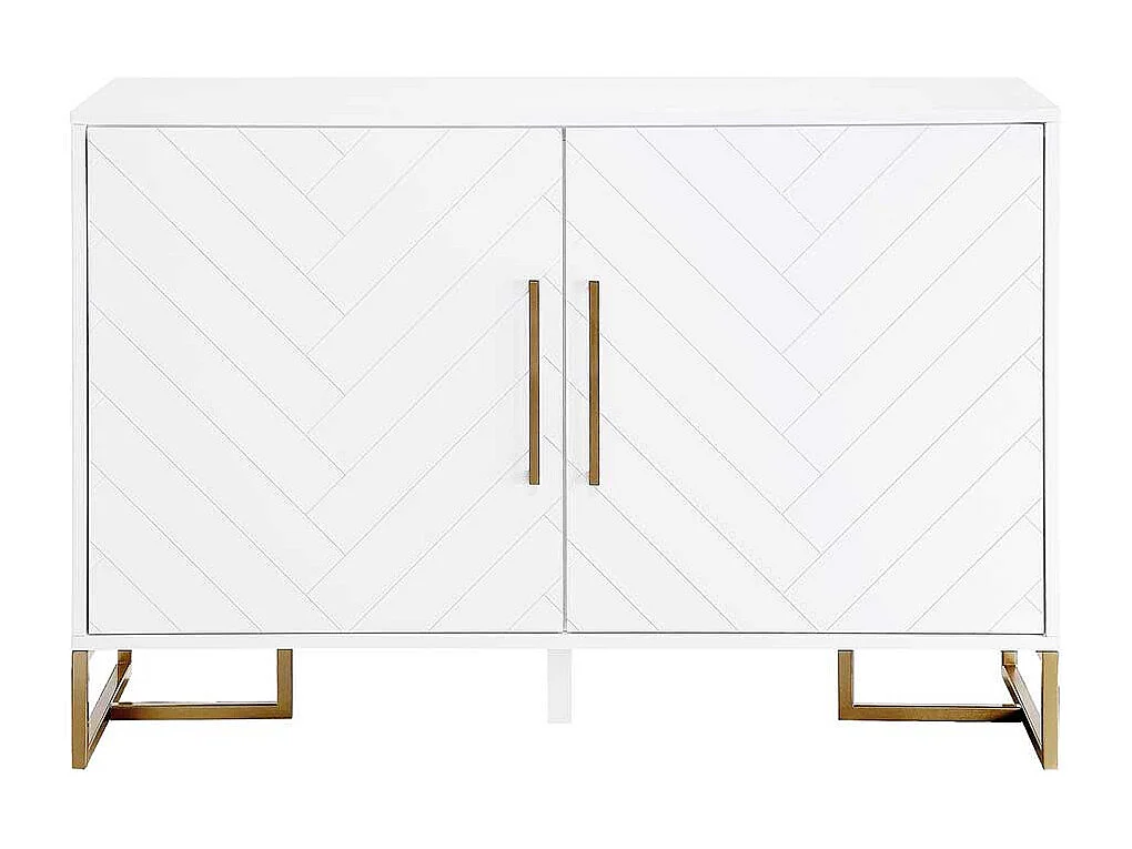 Sideboard weiss modern mit Bügelgestell aus Metall Goldfarben